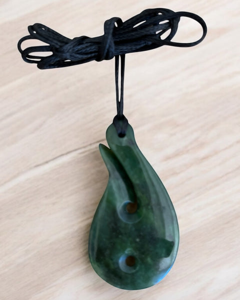 Fantail House, Greenstone, Carving, Pendant, NZ Made, One Off, Hand made, Made in New Zealand, Pounamu, Aotearoa, Fish hook, Hei matu