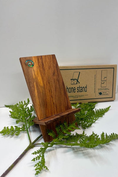 Rimu, phone stand, Romeyn, NZ made, native wood, Fantail House