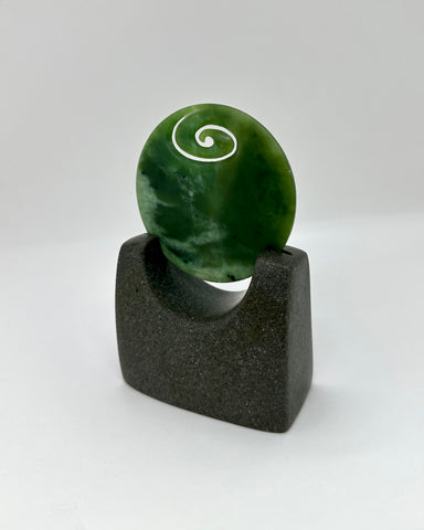 The Fantail House, Greenstone, pounamu, jade, sculpture, koru, disc