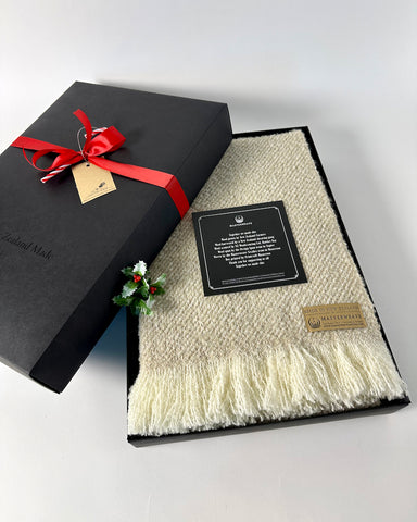 Christmas, Gift, Box, Wool, Twill, Throw, Driftwood, NZ made, Masterweave, the Fantail House, Xmas