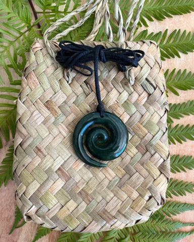 The Fantail House, Kete, Greenstone, Made in NZ, Made in New Zealand, Carving, One Off, Pendant, Koru, Pounamu, Aotearoa