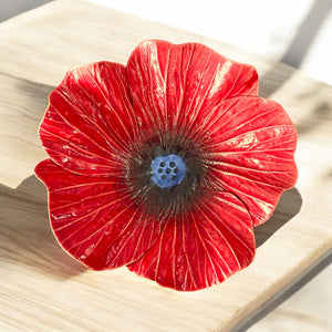 The Fantail House, Muddy Fingers, Ceramic, Red, Bowl, Made in NZ, Hibiscus flower