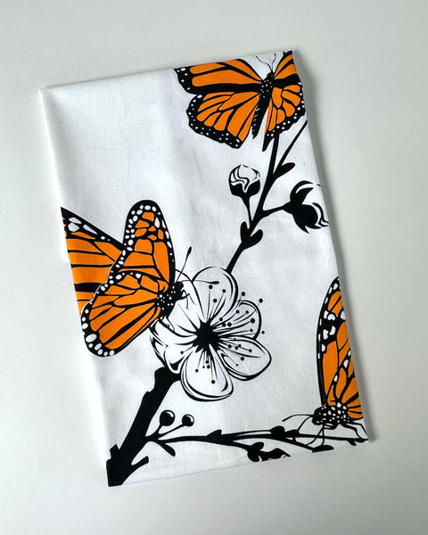 The fantail house, Monarch, butterflies, tea, towel, printed in NZ