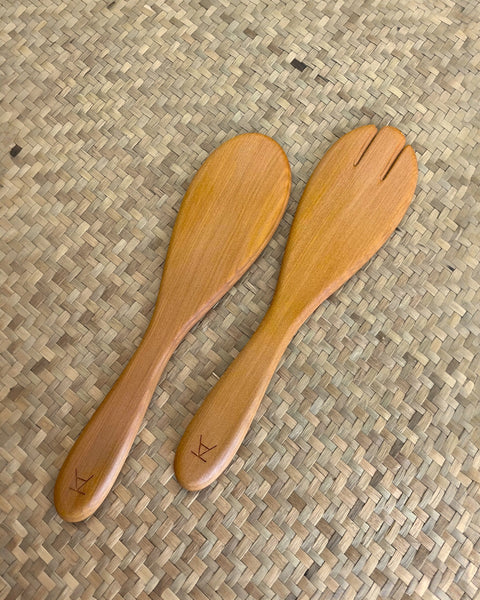 The Fantail House, Salad Servers, Kauri, Made in NZ, New Zealand Made, Native Wood, handcrafted