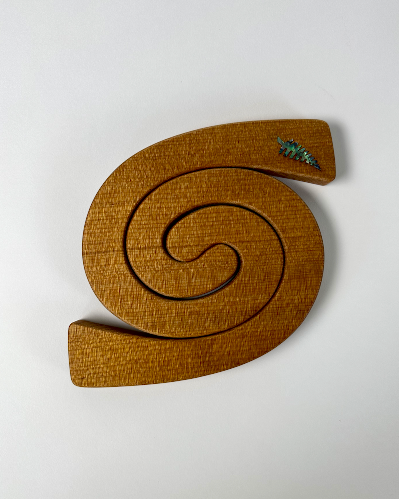 The Fantail House, Romeyn, Made in NZ, Rimu, Table, Mat, Paua, Shell, Koru design